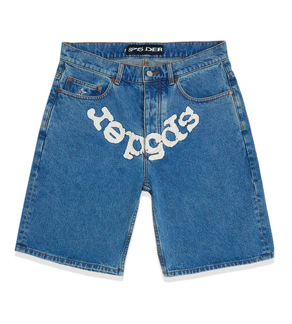 Sp5der OG Logo Denim Shorts Blue
